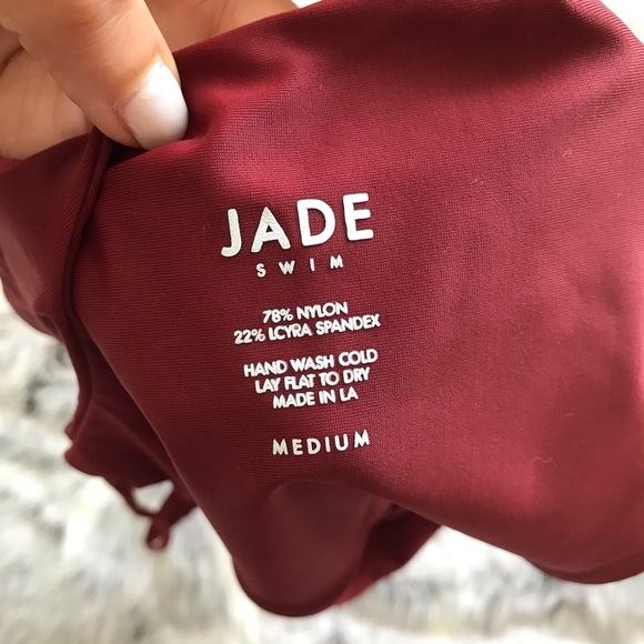 Jade Swim Trophy One Piece Swimsuit Burgundy  sz M medium Plunge Back Cheeky - Picture 3 of 4